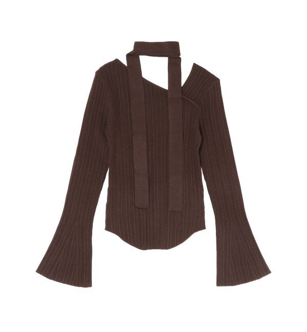 LAGUNAMOON「ボウタイアシンメトリーネックニットプルオーバー」|ニット・セーター|