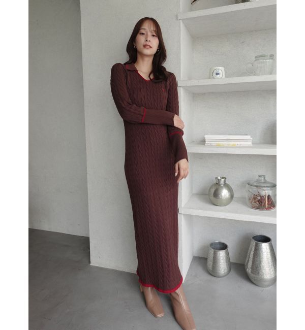 LAGUNAMOON「【POLO BCSコラボ】ケーブルラインニットワンピース」|ワンピース|