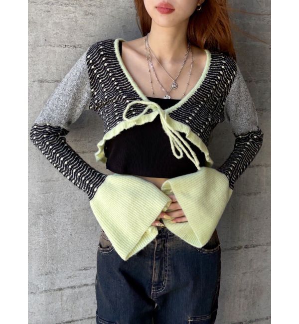 EVRIS「オリジナルパターンショートニットカーディガン」|ニット・セーター|