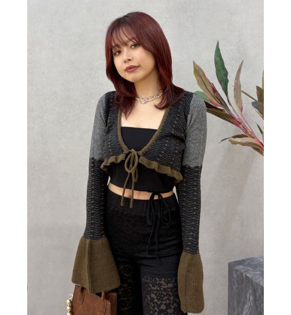 EVRIS「オリジナルパターンショートニットカーディガン」|ニット・セーター|