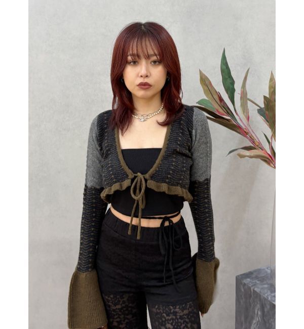 EVRIS「オリジナルパターンショートニットカーディガン」|ニット・セーター|