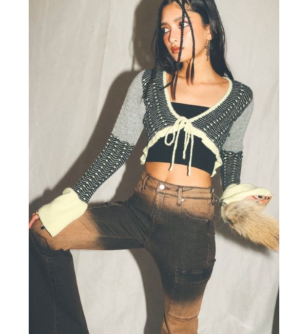 EVRIS「オリジナルパターンショートニットカーディガン」|ニット・セーター|