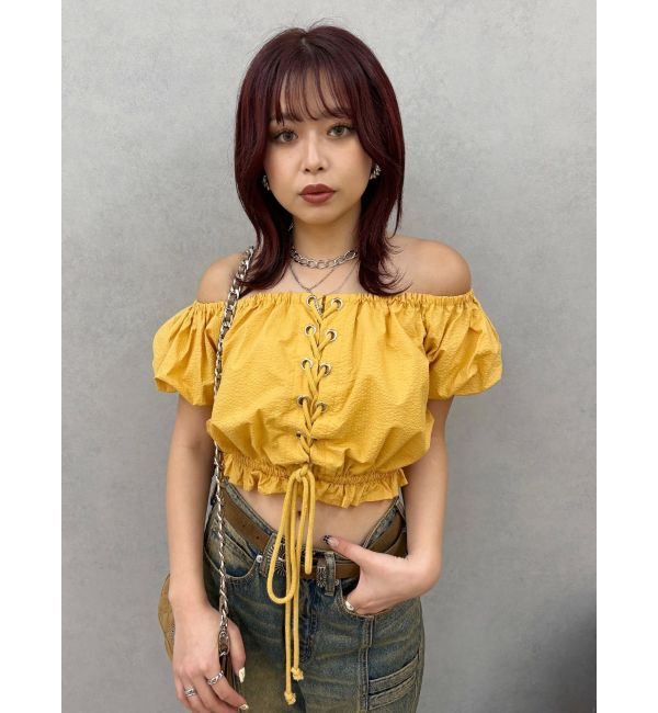 EVRIS「レースアップオフショルトップス」|シャツ・ブラウス|