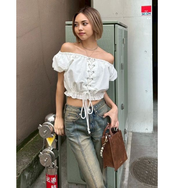 EVRIS「レースアップオフショルトップス」|シャツ・ブラウス|