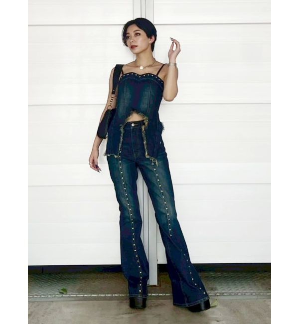 EVRIS「スタッズモチーフデニムキャミ【セットアップ着用可能】」|キャミソール|