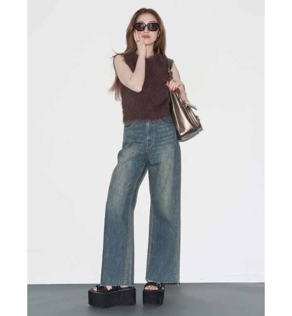 EVRIS「シンプルワイドデニムパンツ」|デニム|