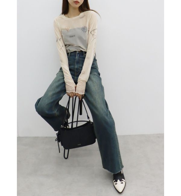 EVRIS「シンプルワイドデニムパンツ」|デニム|