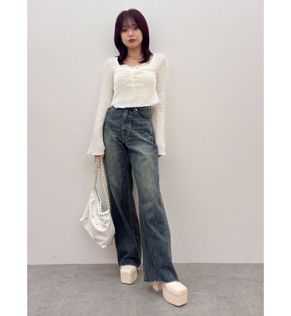 EVRIS「シンプルワイドデニムパンツ」|デニム|