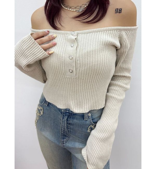 EVRIS「モールオフショルニットトップス」|ニット・セーター|