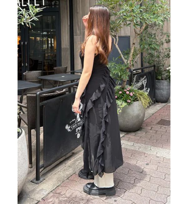 EVRIS「ギャザーアシンメトリーロングワンピース」|ワンピース|