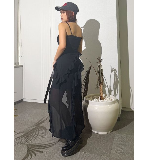 EVRIS「ギャザーアシンメトリーロングワンピース」|ワンピース|