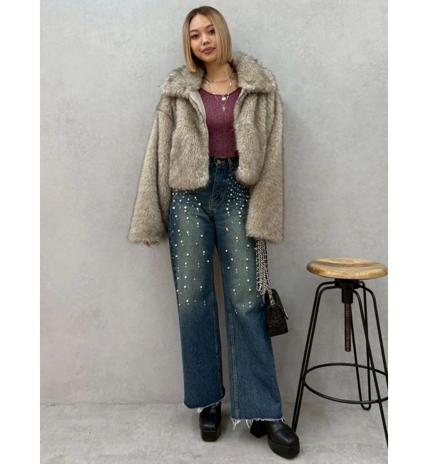 EVRIS「オープンアームラメチャームニットトップス」|ニット・セーター|