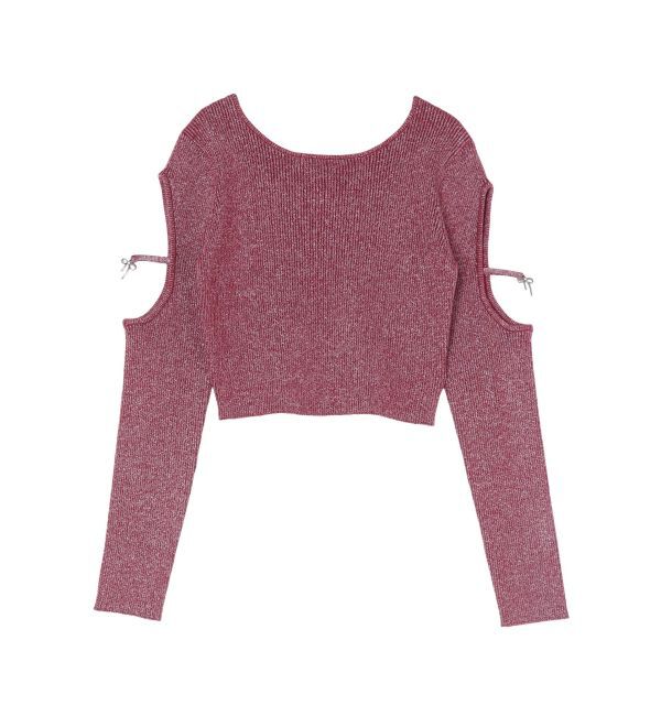 EVRIS「オープンアームラメチャームニットトップス」|ニット・セーター|