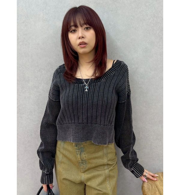 EVRIS「2WAYピグメントニットカーディガン」|カーディガン|