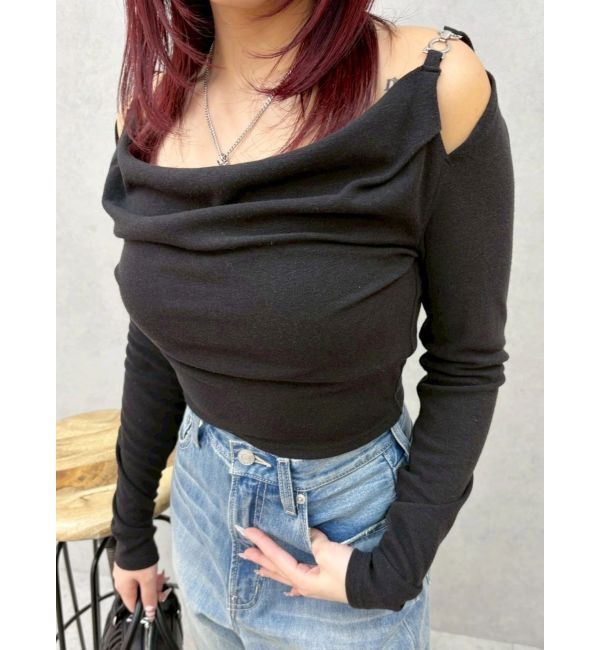 EVRIS「チェーンドレープリブトップス」|Tシャツ・カットソー|