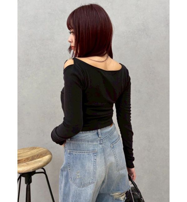 EVRIS「チェーンドレープリブトップス」|Tシャツ・カットソー|