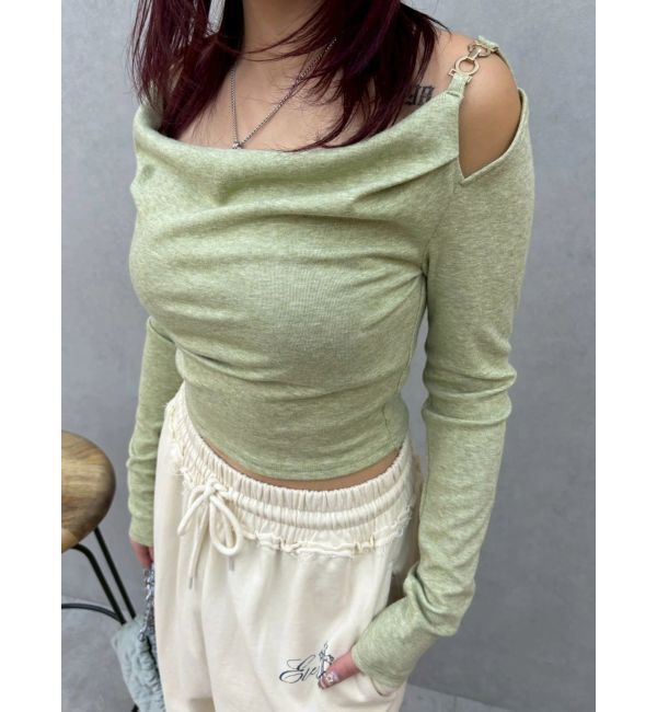 EVRIS「チェーンドレープリブトップス」|Tシャツ・カットソー|