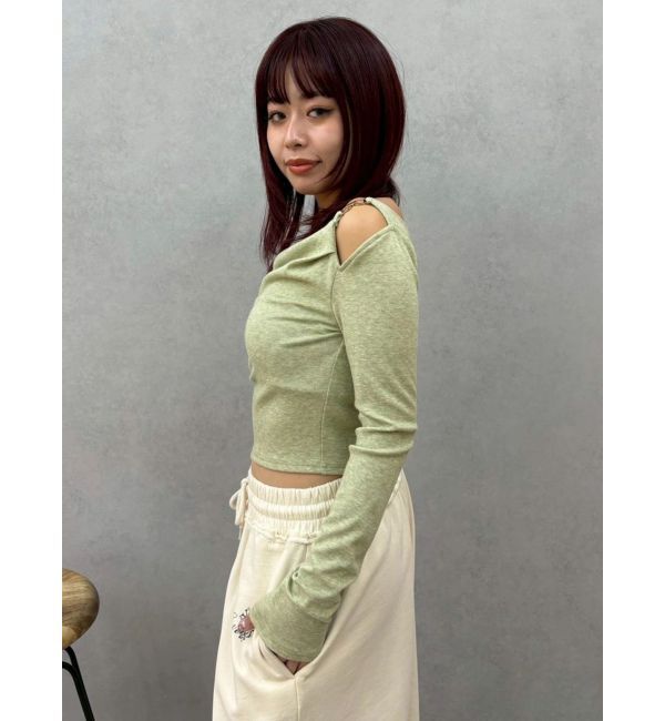 EVRIS「チェーンドレープリブトップス」|Tシャツ・カットソー|