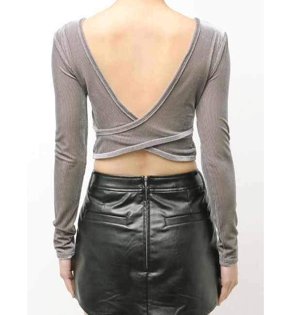 GYDA「VELOUR RIB BACK CROSS TOPS」|Tシャツ・カットソー|