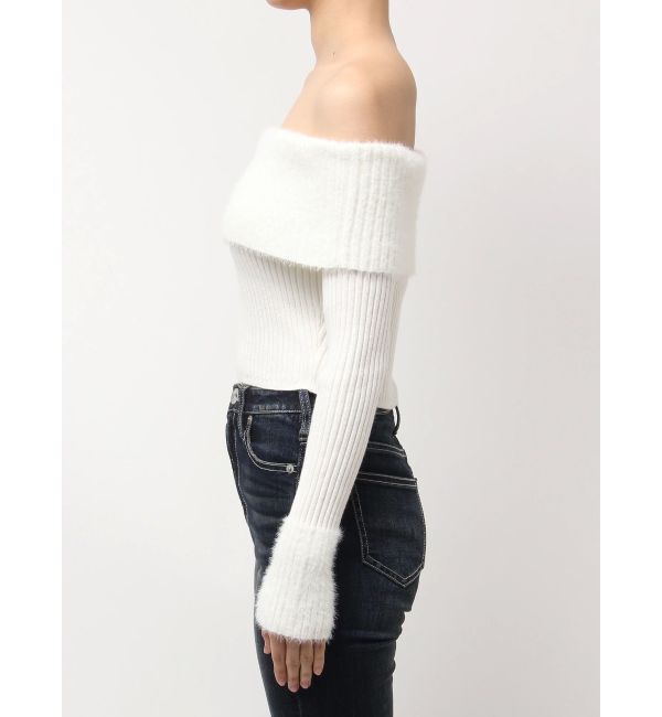 GYDA「mix materialオフショルニットトップス」|ニット・セーター|