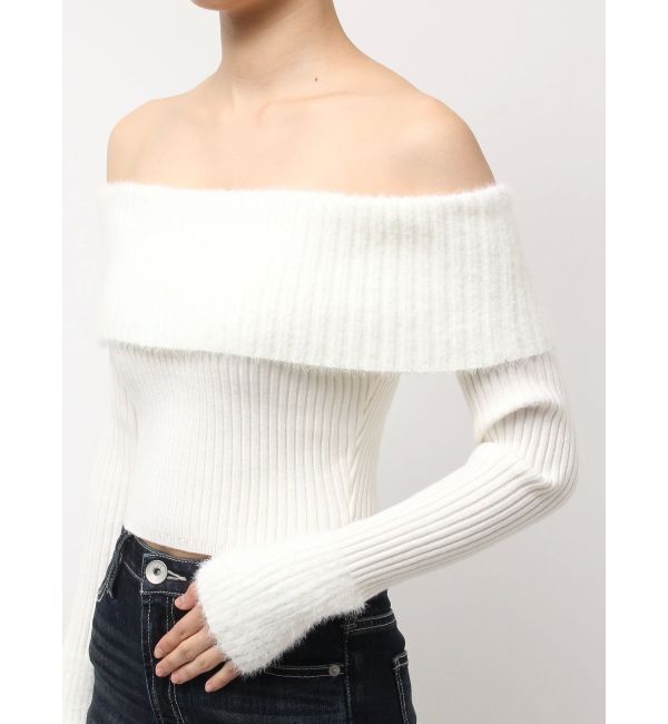 GYDA「mix materialオフショルニットトップス」|ニット・セーター|