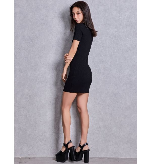 GYDA「GG bijou MOLDハーフスリーブニットワンピース」|ワンピース|