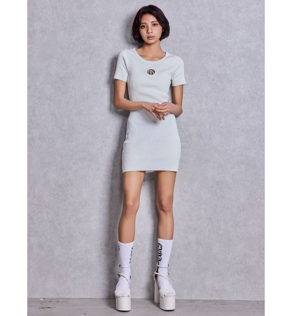 GYDA「GG bijou MOLDハーフスリーブニットワンピース」|ワンピース|