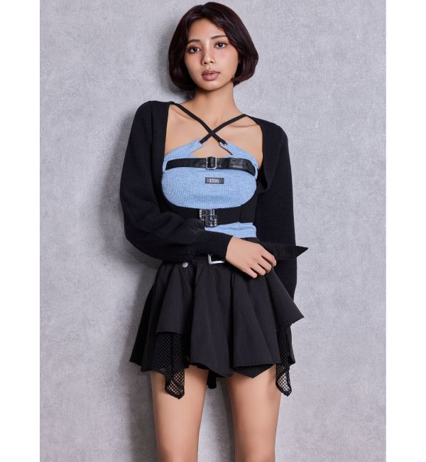 GYDA「HEM Symmetryメッシュスカートライクショートパンツ」|スカート|