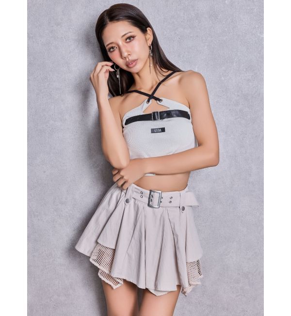 GYDA「HEM Symmetryメッシュスカートライクショートパンツ」|スカート|