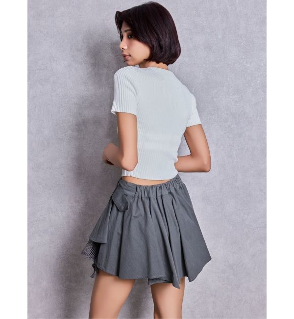 GYDA「HEM Symmetryメッシュスカートライクショートパンツ」|スカート|