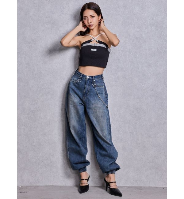 GYDA「GYDAフロントクロスラメテレコビスチェ」|キャミソール|