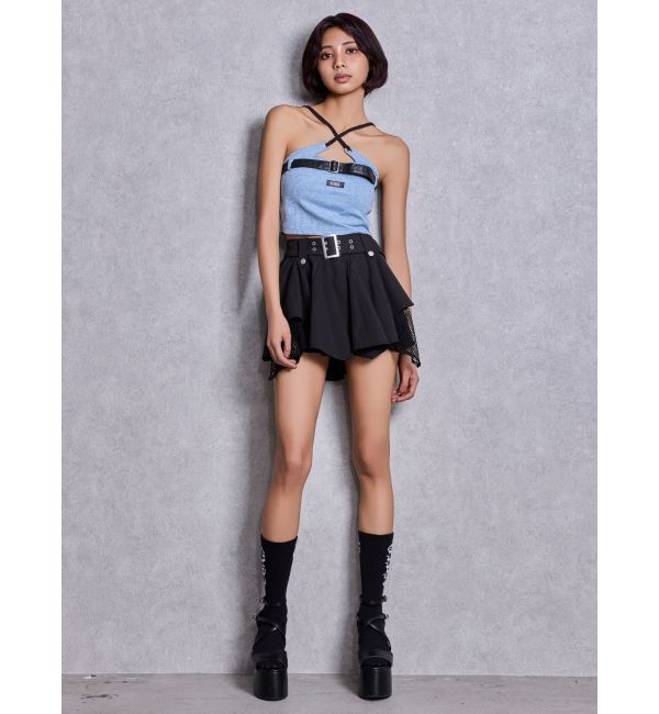 GYDA「GYDAフロントクロスラメテレコビスチェ」|キャミソール|