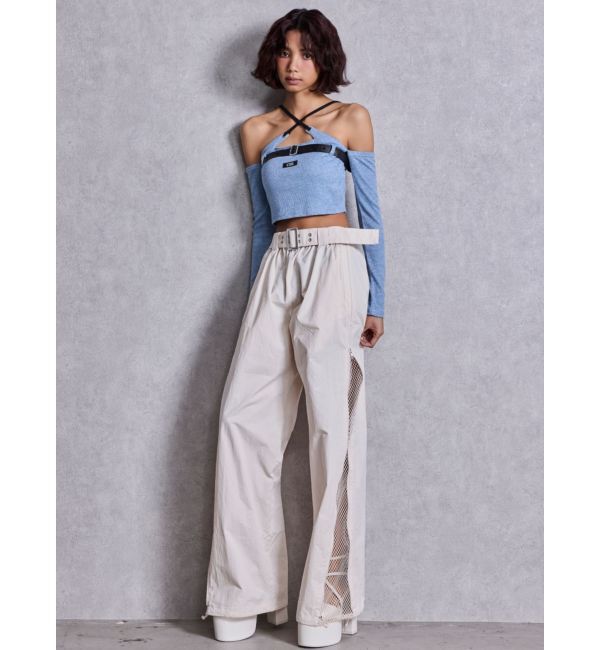 GYDA「SIDE ZIPメッシュスリットパンツ」|その他|