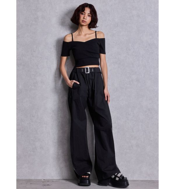 GYDA「SIDE ZIPメッシュスリットパンツ」|その他|