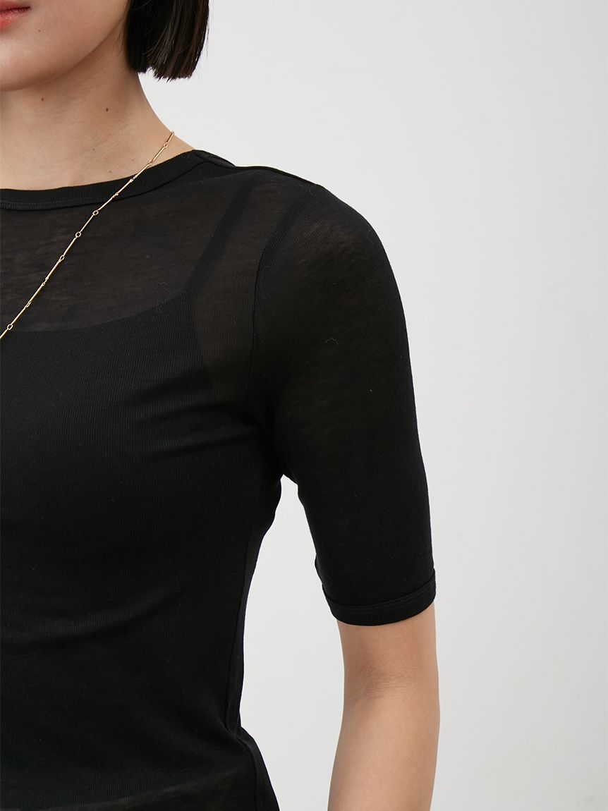 Mila Owen「ボートネック後ろあきハーフスリーブT」|Tシャツ・カットソー|