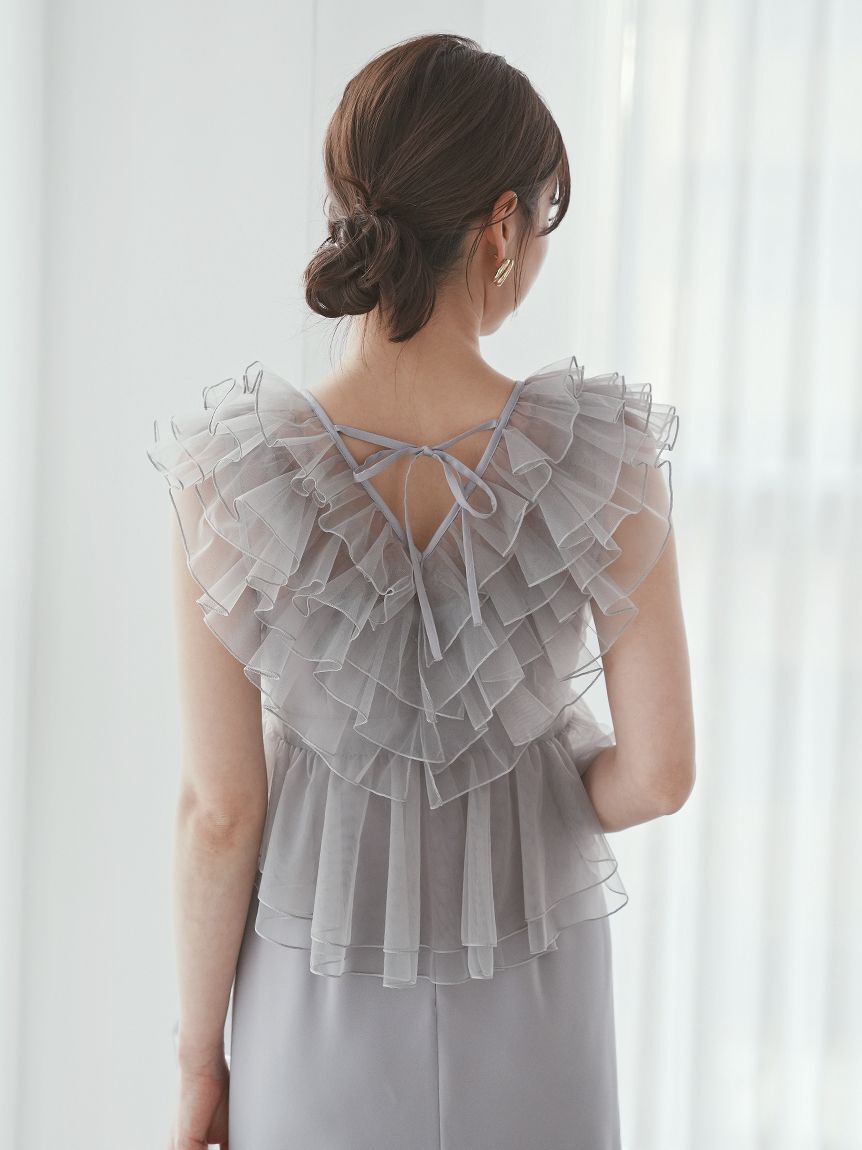 SNIDEL「Sustainableペプラムチュールドレス」|ドレス|