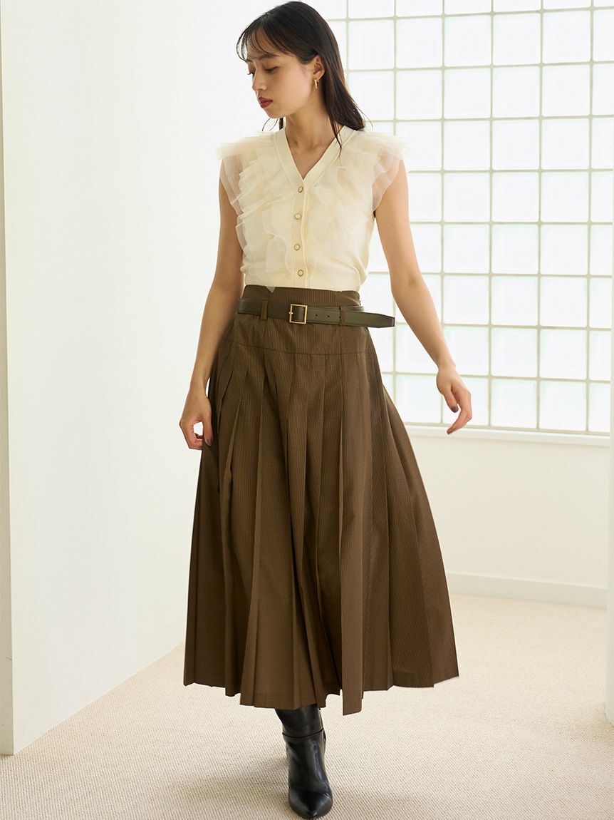 SNIDEL「Sustainableチュールフリルニットプルオーバー」|ニット・セーター|