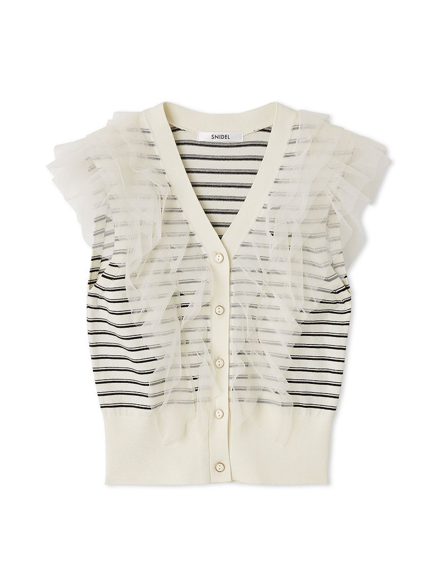 SNIDEL「Sustainableチュールフリルニットプルオーバー」|ニット・セーター|