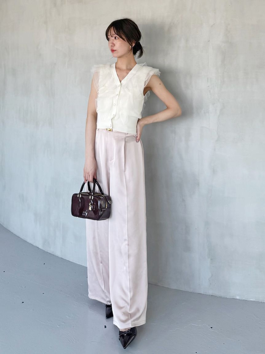 SNIDEL「Sustainableチュールフリルニットプルオーバー」|ニット・セーター|