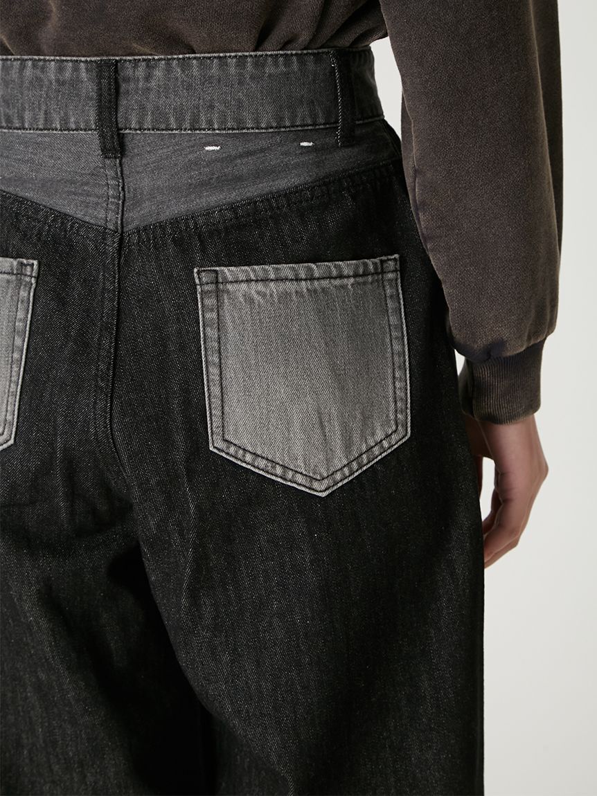 FRAY I.D「ボックスタックワイドデニムパンツ」|デニム|