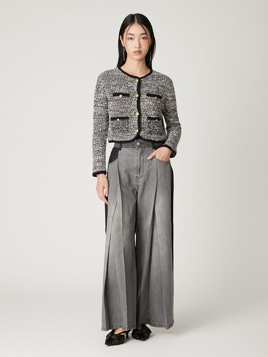 FRAY I.D「ボックスタックワイドデニムパンツ」|デニム|