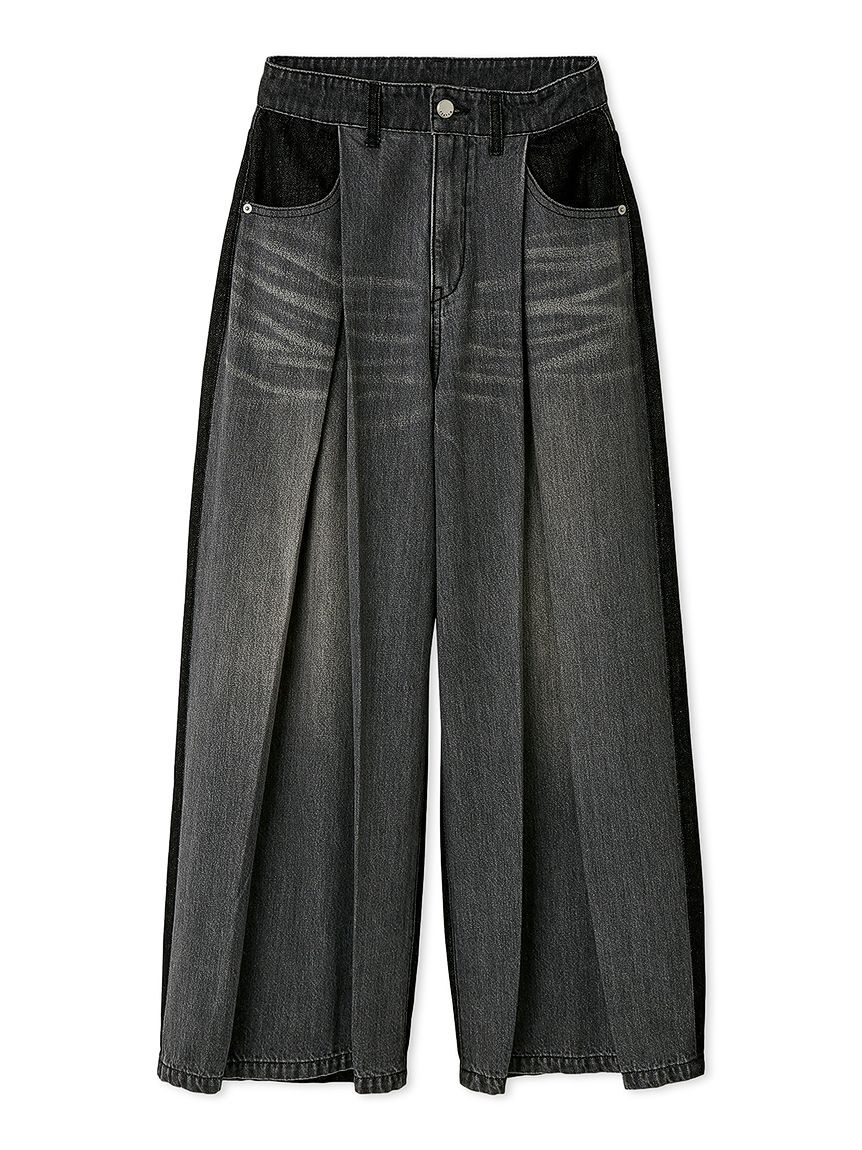 FRAY I.D「ボックスタックワイドデニムパンツ」|デニム|