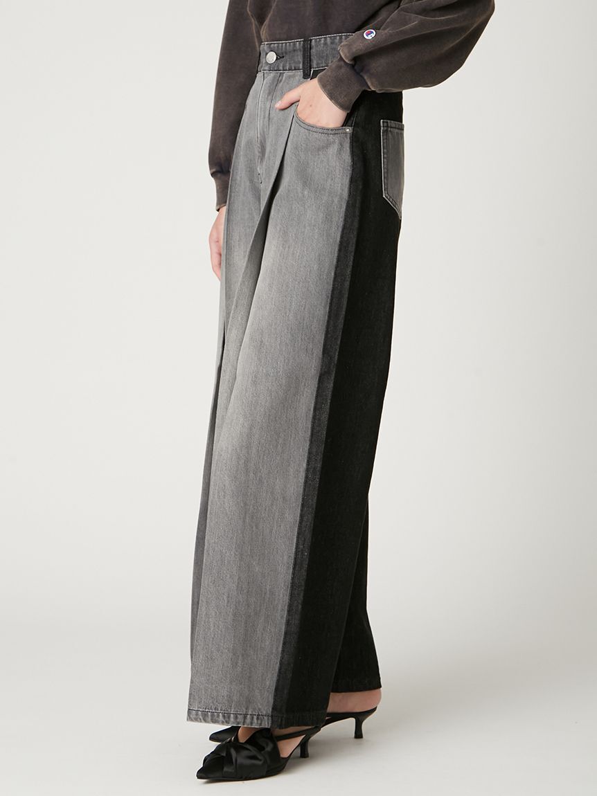 FRAY I.D「ボックスタックワイドデニムパンツ」|デニム|