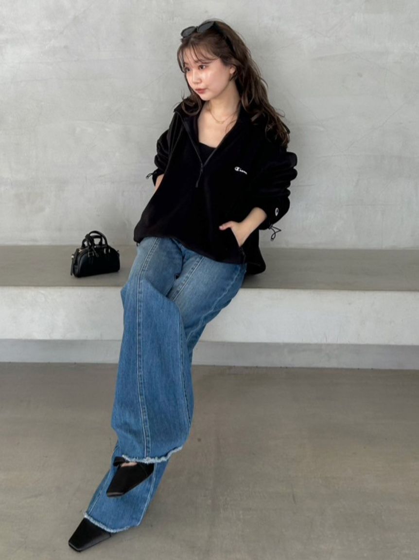 FRAY I.D「【FRAY I.D｜Champion】フリースハーフジッププルオーバー」|Tシャツ・カットソー|