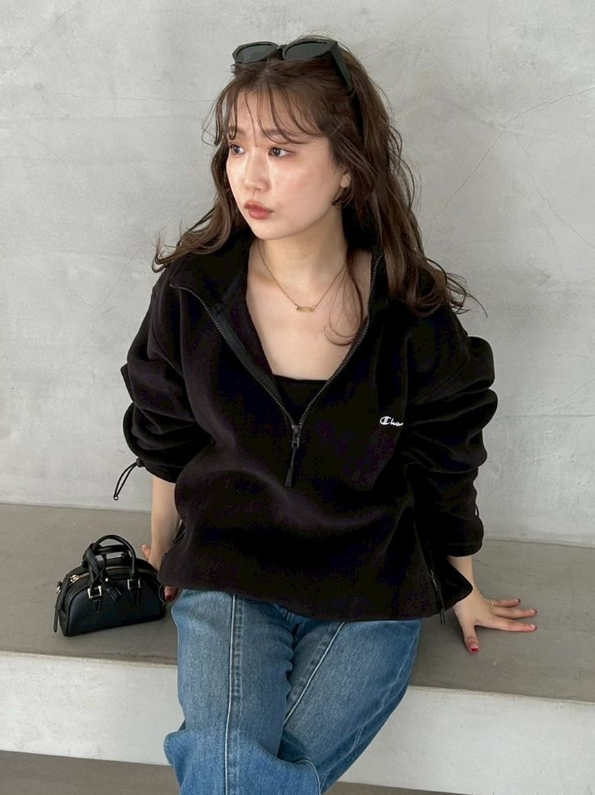 FRAY I.D「【FRAY I.D｜Champion】フリースハーフジッププルオーバー」|Tシャツ・カットソー|