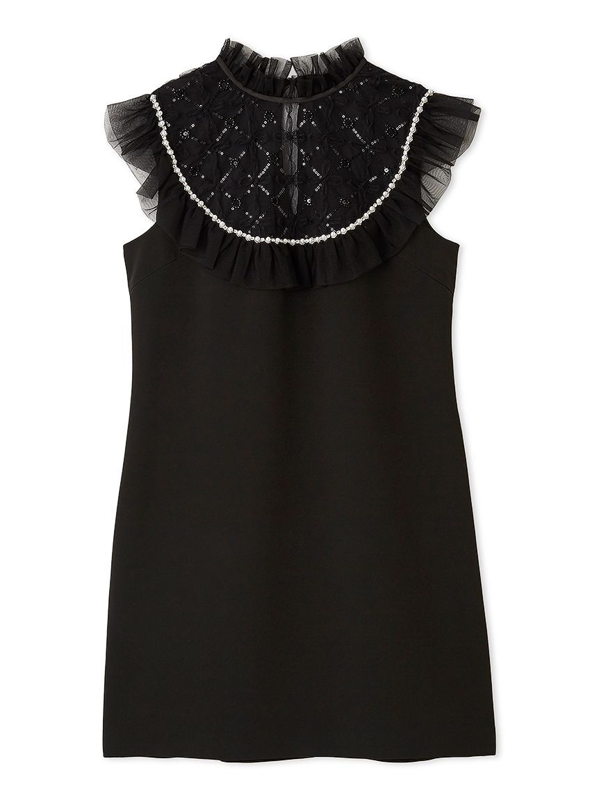 LILY BROWN「[L.B CANDY STOCK]チュールドッキングビジューミニワンピース」|ワンピース|