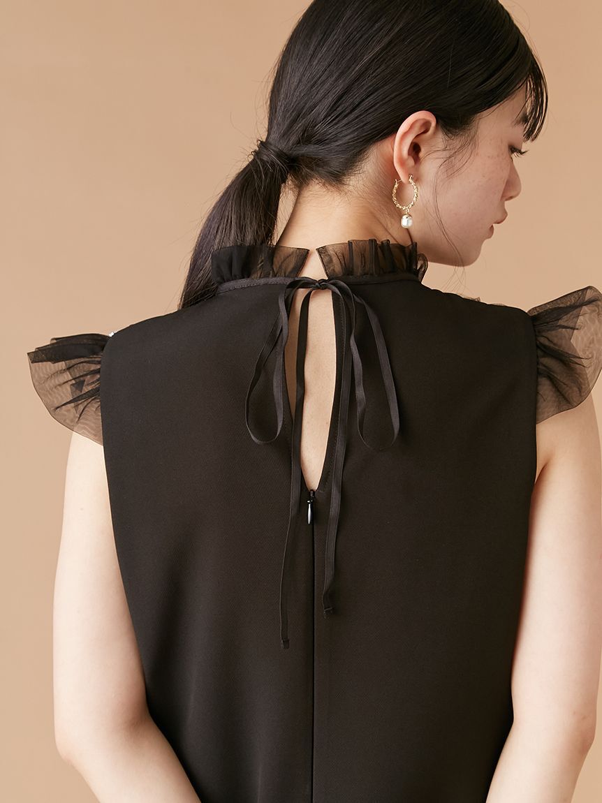 LILY BROWN「[L.B CANDY STOCK]チュールドッキングビジューミニワンピース」|ワンピース|