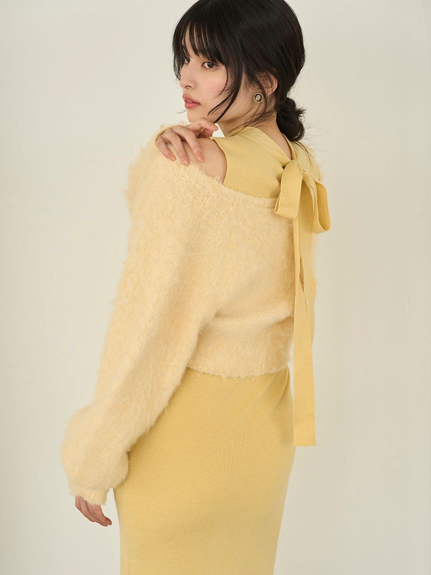 LILY BROWN「オフショルニット付きレイヤードワンピース」|ワンピース|