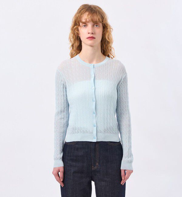 MACKINTOSH PHILOSOPHY「【LEE4月号/蛯原友里さん着用】シアーケーブルカーディガン」|ニット・セーター|