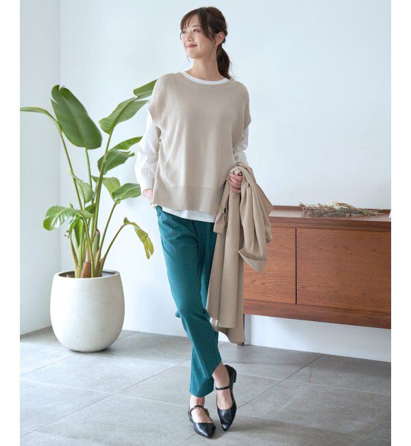 ikka「BeasyStretch テーパードパンツ」|スラックス|